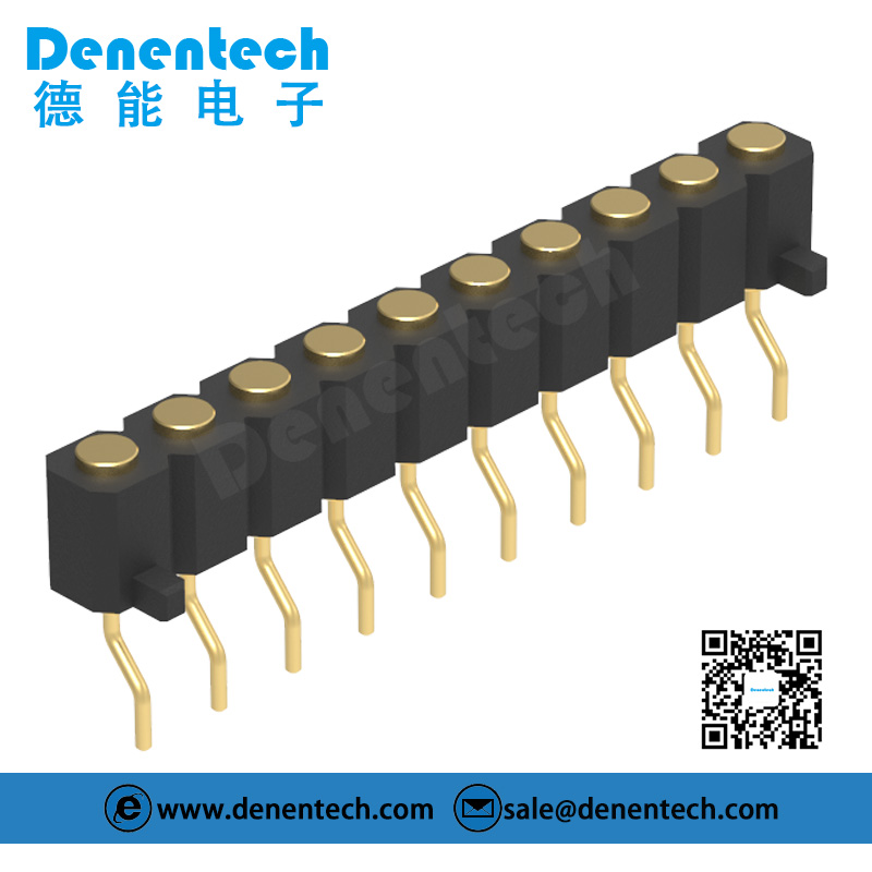 Denentech direct supply 3.0MM H4.0MM single row female right angle SMT pogo pin with peg